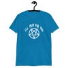 Sapphire blue t-shirt with image of a pentagram and the text 'I'll pray for you' printed on the front.