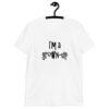 White t-shirt with the text 'I'm a grown-up' printed on the front of the shirt.