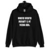 Black hoodie sweatshirt with the text 'Whoever invented profanity is my fucking hero.' printed on the front.