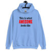 Carolina blue hoodie sweatshirt with the text 'This is what AWESOME looks like' printed on the front.
