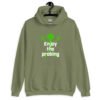 Military green hoodie sweatshirt with an image of a green alien and the text 'Enjoy the probing' printed on the front.