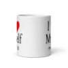 White ceramic coffee mug with the text 'I ❤️ myself every night' printed on both sides.