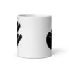 White ceramic coffee mug with the universal hand symbol for The Shocker printed on both sides of the mug.
