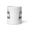 White ceramic coffee mug with the text 'A bound body frees the mind' printed on both sides.