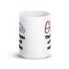 White ceramic coffee mug with the text 'Glitter the herpes of craft supplies' printed on both sides. The word Glitter is printed in multi colored font that looks like glitter.