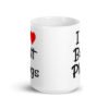 White ceramic coffee mug with the text 'I ❤️ Butt Plugs' printed on both sides.