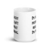 White ceramic coffee mug with the text 'I'm so lucky people can't hear what I'm thinking' printed on both sides.