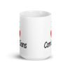 White ceramic mug with the text 'I ❤️Comic Sans' printed on both sides.