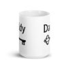 White ceramic coffee mug with an image of a key and the word 'Daddy' printed on both sides.