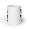 White ceramic coffee mug with the text 'Glitter the herpes of craft supplies' printed on both sides. The word Glitter is printed in multi colored font that looks like glitter.