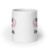 White ceramic mug with image of a uterus and the text 'Uteruses before duderuses' printed on both sides.