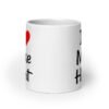 White ceramic coffee mug with the text 'I ❤️ Mike Hunt' printed on both sides.