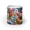 White ceramic mug floral background and the text 'Shit could be worse' printed on both sides.