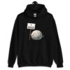 Black hoodie sweatshirt that has an image of a grey rock that is holding a sign. The sign says 'I Rock.' The image is printed on the front of the hoodie.