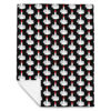 60x80 blanket with image of middle finger with long red fingernails silhouette printed all over. The blanket is black and the graphic is white and red.
