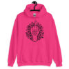Heliconia pink hoodie sweatshirt with a middle finger design on the front and the text 'I cunt be bothered to be less vulgar' printed on the front.