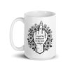 White ceramic mug with with a middle finger design on the front and the text 'I cunt be bothered to be less vulgar' printed on both sides.
