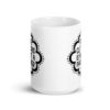 White ceramic mug with the text "The clitoris is not a pacifier" printed on both sides.