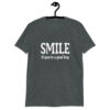 Dark heather grey t-shirt with the text 'SMILE if you're a good boy' printed on the front.
