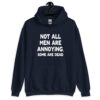 Navy blue hoodie with the text 'Not all men are annoying. Some are dead' printed on the front.