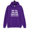 Purple hoodie with the text 'Not all men are annoying. Some are dead' printed on the front.