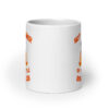 White ceramic mug with image of a burning bible and the text 'Not a member of your little book club' printed on both sides.