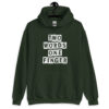 Forest green hoodie sweatshirt with the text 'TWO WORDS ONE FINGER' printed in stencil font on the front.