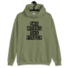 Military green hoodie sweatshirt with the text 'TWO WORDS ONE FINGER' printed in stencil font on the front.