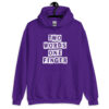 Purple hoodie sweatshirt with the text 'TWO WORDS ONE FINGER' printed in stencil font on the front.
