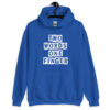Royal blue hoodie sweatshirt with the text 'TWO WORDS ONE FINGER' printed in stencil font on the front.