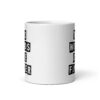 White ceramic mug with the text 'TWO WORDS ONE FINGER' printed in stencil font on both sides of the mug.