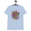 Light blue t-shirt with a retro frog and the phrase “On My Way to Fuck Shit Up” printed on the front.