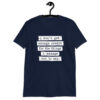 Navy blue t-shirt with the text 'I don't get enough credit for the things I manage not to say' printed on the front.