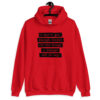 Red hoodie sweatshirt with the text 'I don't get enough credit for the things I manage not to say' printed on the front.