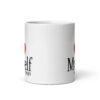 White ceramic mug with the text 'I ❤️ myself every night' printed on both sides.