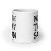 White ceramic mug with the text 'Maybe today Satan' printed on both sides.